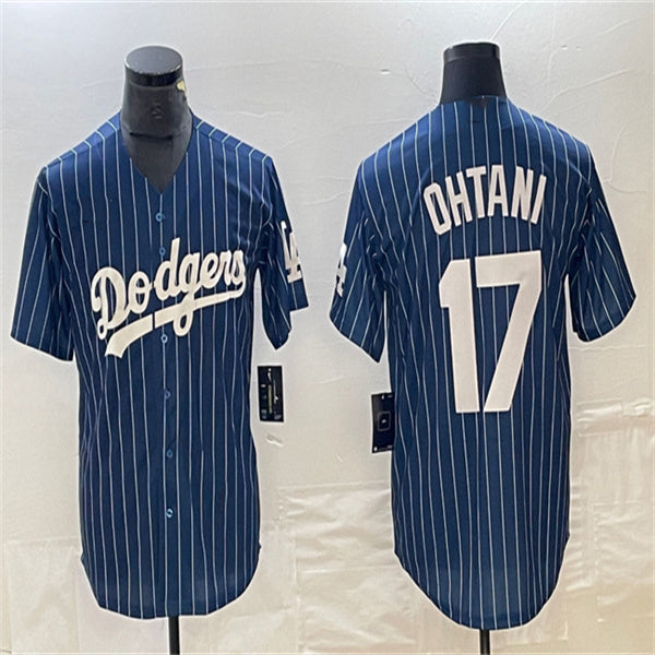 Los Angeles Dodgers #17 Shohei Ohtani Navy Home Authentic Patch Jersey Baseball Jerseys - Main View