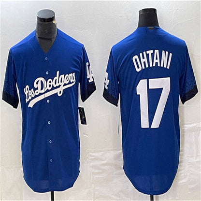 Los Angeles Dodgers #17 Shohei Ohtani Royal Home Authentic Patch Jersey Baseball Jerseys - Main View