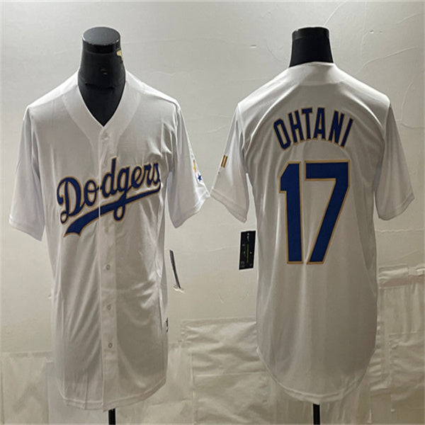 Los Angeles Dodgers #17 Shohei Ohtani White Home Authentic Patch Jersey Baseball Jerseys - Main View