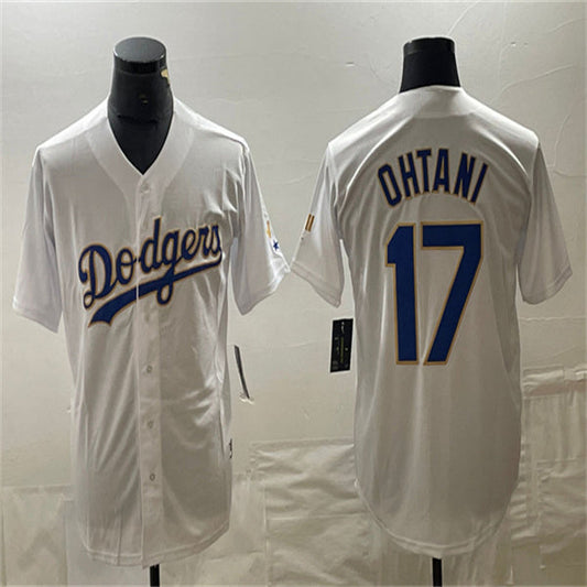 Los Angeles Dodgers #17 Shohei Ohtani White Home Authentic Patch Jersey Baseball Jerseys - Main View