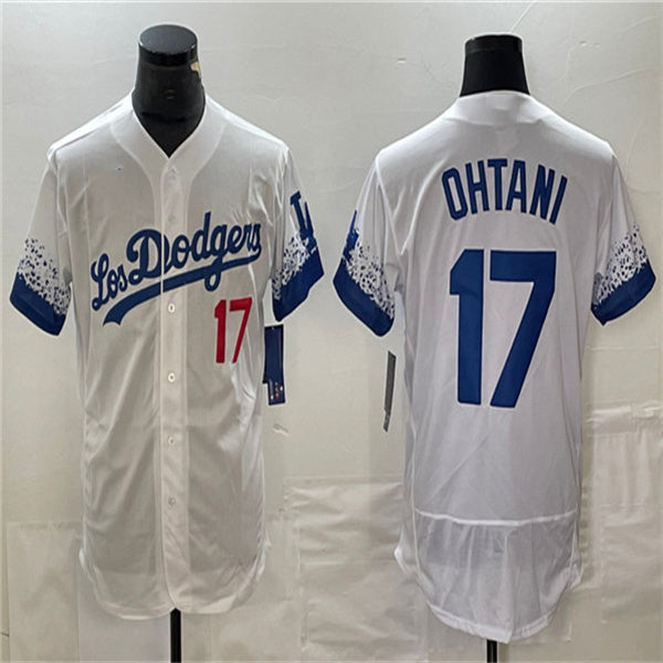 Los Angeles Dodgers #17 Shohei Ohtani White Home Authentic Patch Jersey Baseball Jerseys - Main View