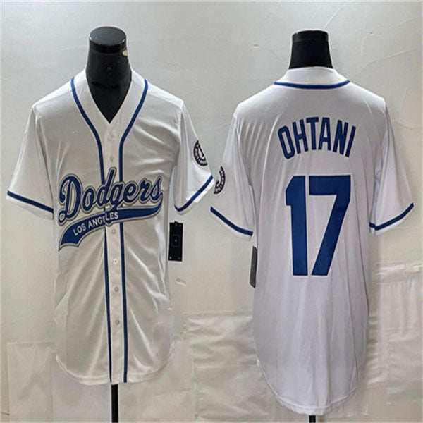 Los Angeles Dodgers #17 Shohei Ohtani White Home Authentic Patch Jersey Baseball Jerseys - Main View