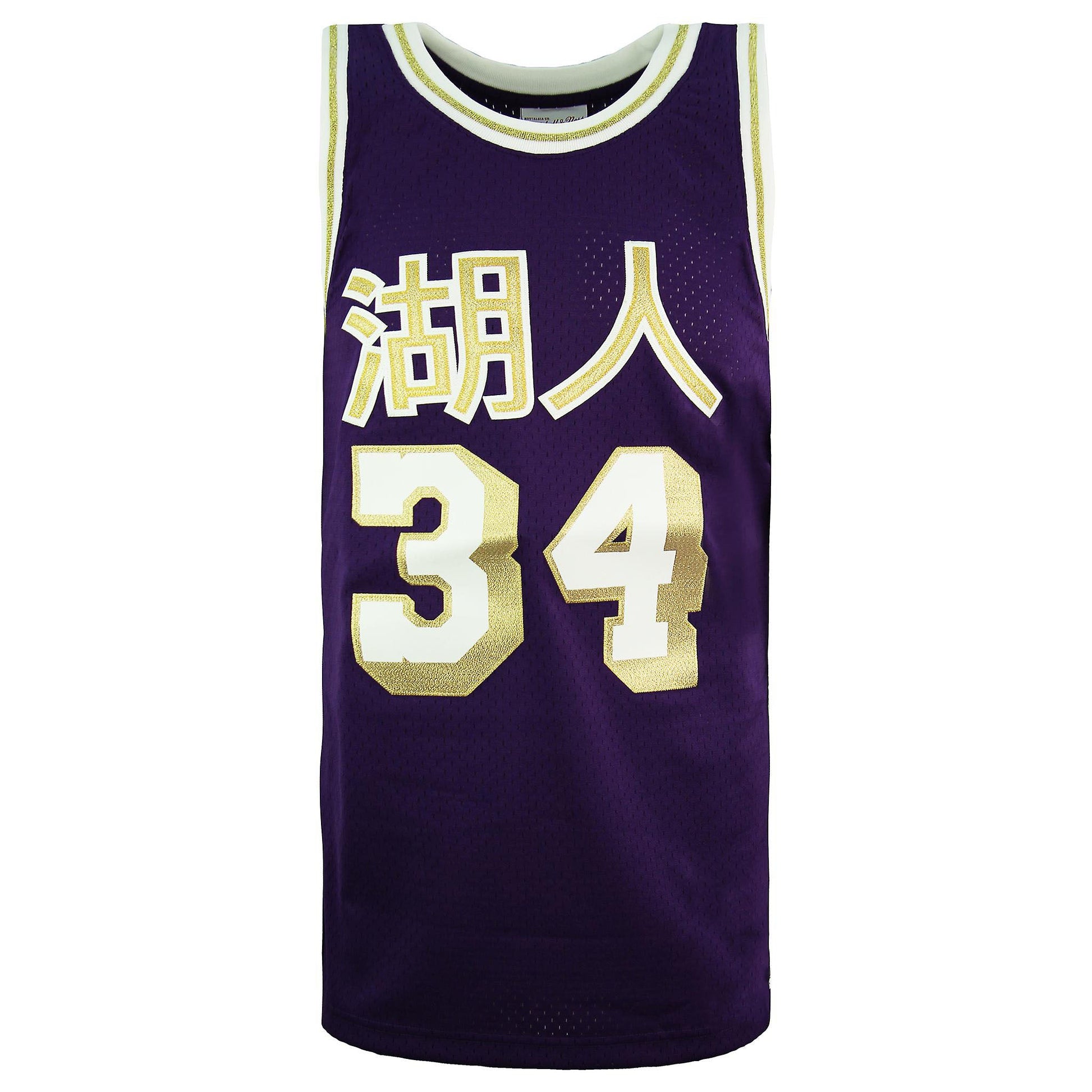 LA.Lakers #34 Shaquille O'Neal Purple Mitchell & Ness Stitched American Basketball Jersey view 2