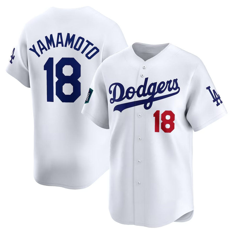 Los Angeles Dodgers #18 Yoshinobu Yamamoto 2024 World Tour Seoul Series Home Limited Player Jersey - White Stitches Baseball Jerseys - Main View