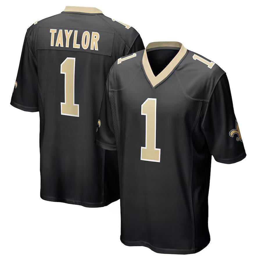 NO.Saints #1 Alontae Taylor Black Game Player Jersey Stitched American Football Jerseys - Main View