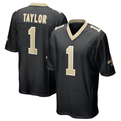 NO.Saints #1 Alontae Taylor Black Game Player Jersey Stitched American Football Jerseys - Main View