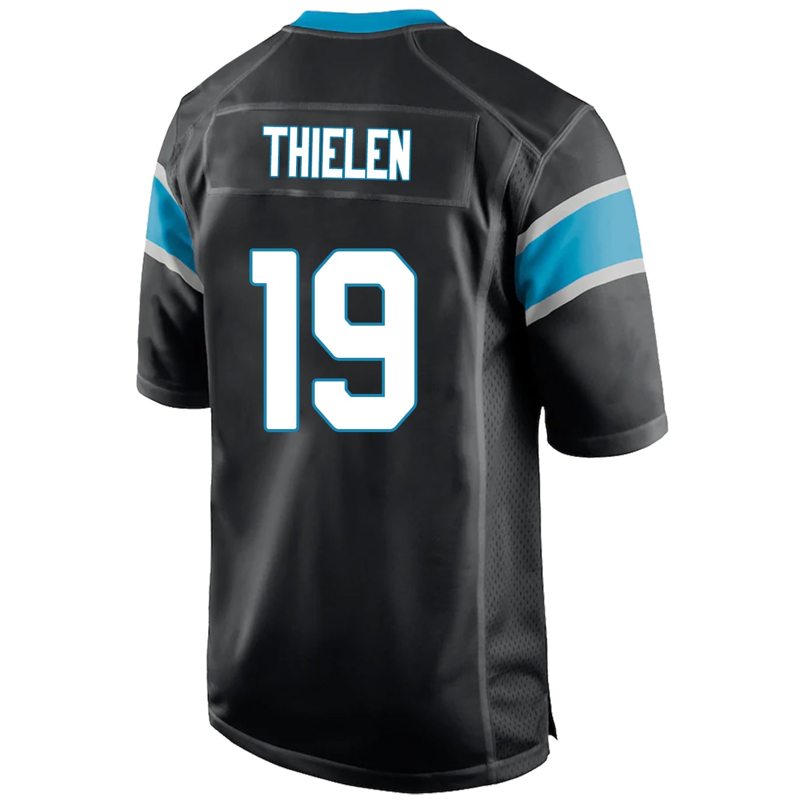 #19 Adam Thielen C.Panthers Black Football Stitched Jersey - Main View