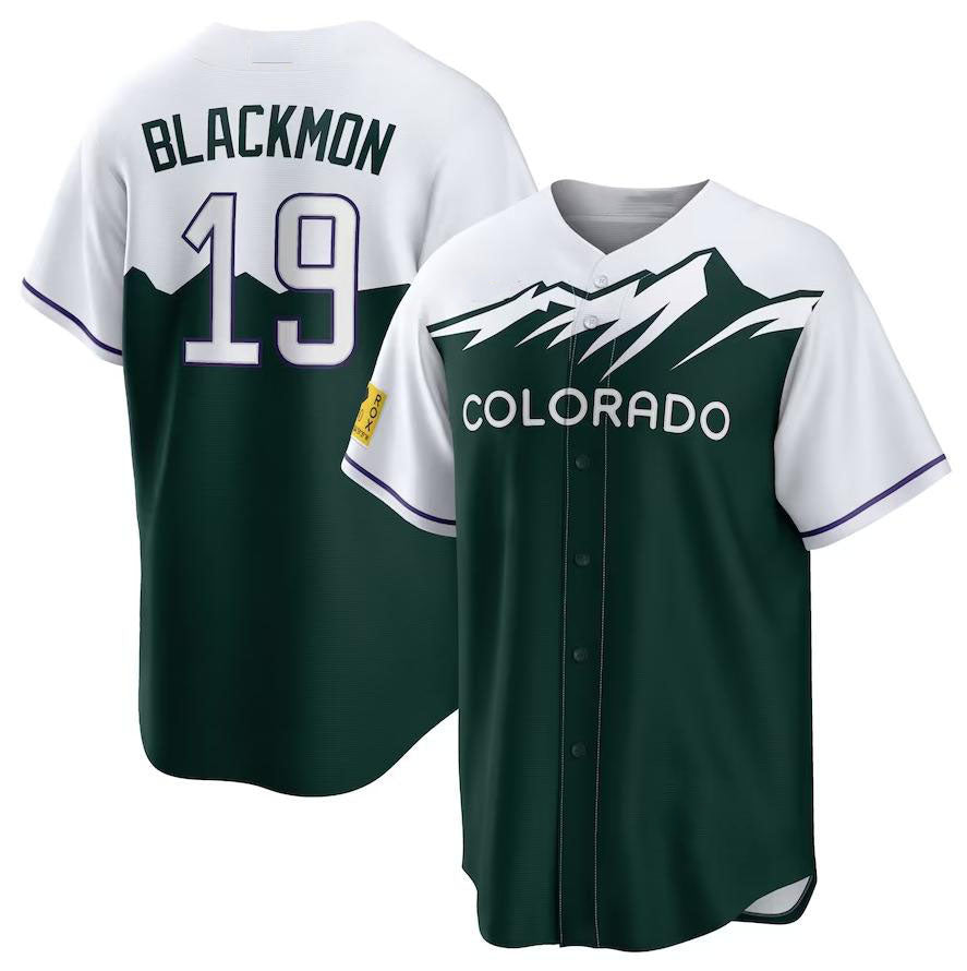 Colorado Rockies #19 Charlie Blackmon White Forest Green Home Replica Player Name Jersey Baseball Jerseys - Main View