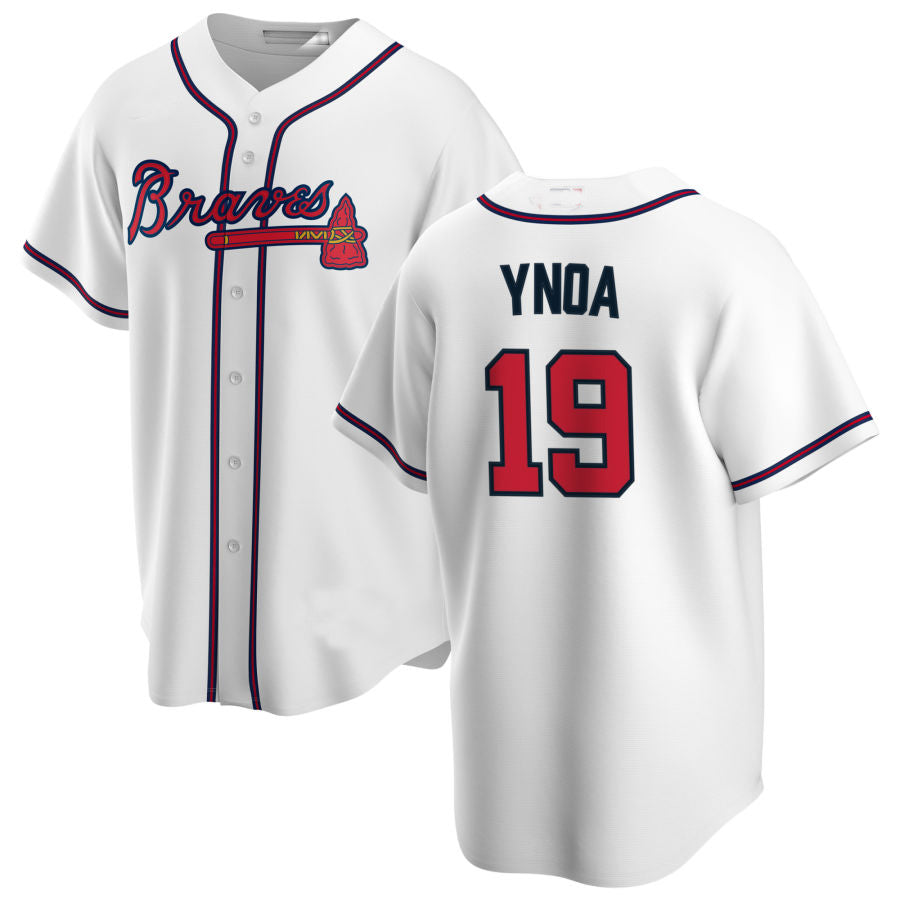 Atlanta Braves #19 Huascar Ynoa White Alternate Authentic Player Jersey Stitches Baseball Jerseys - Main View