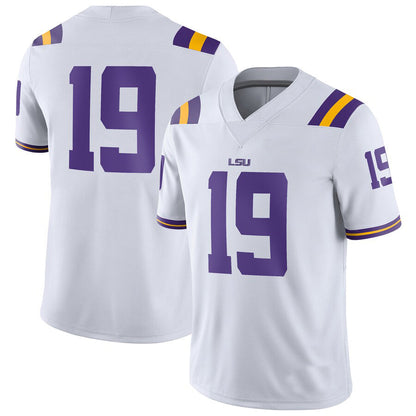 #19 L.Tigers Game Jersey White Football Jersey Stitched American College Jerseys - Main View