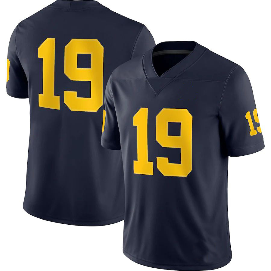 #19 M.Wolverines Jordan Brand Game Jersey Navy Stitched American College Jerseys - Main View