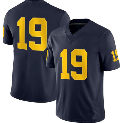 #19 M.Wolverines Jordan Brand Game Jersey Navy Stitched American College Jerseys - Main View