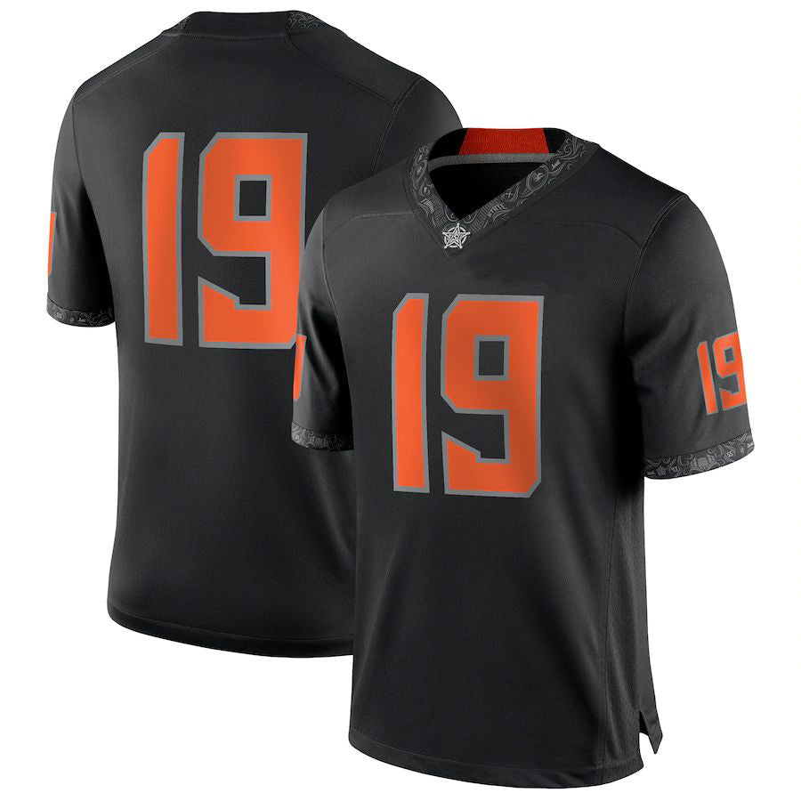 #19 O.State Cowboys Game Jersey Black Football Jersey Stitched American College Jerseys - Main View