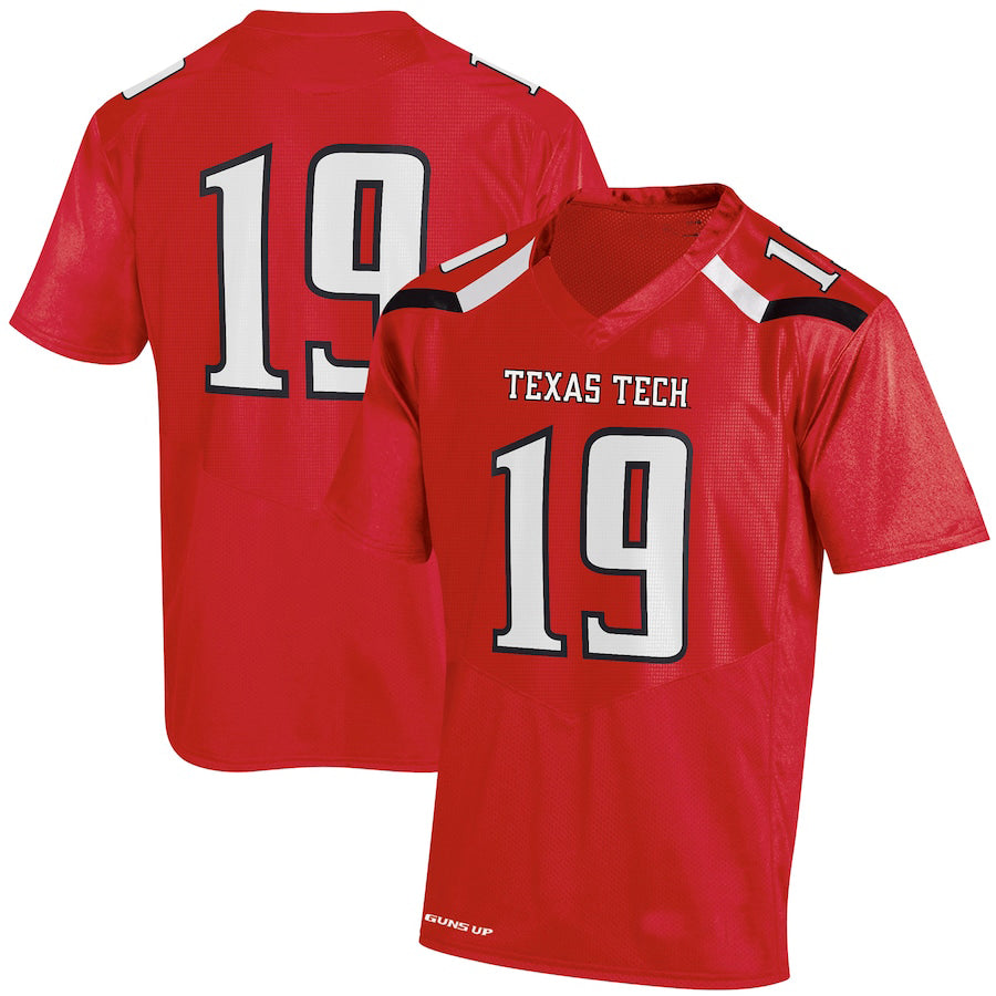 #19 T.Tech Red Raiders Under Armour Replica Jersey Red Stitched American College Jerseys - Main View