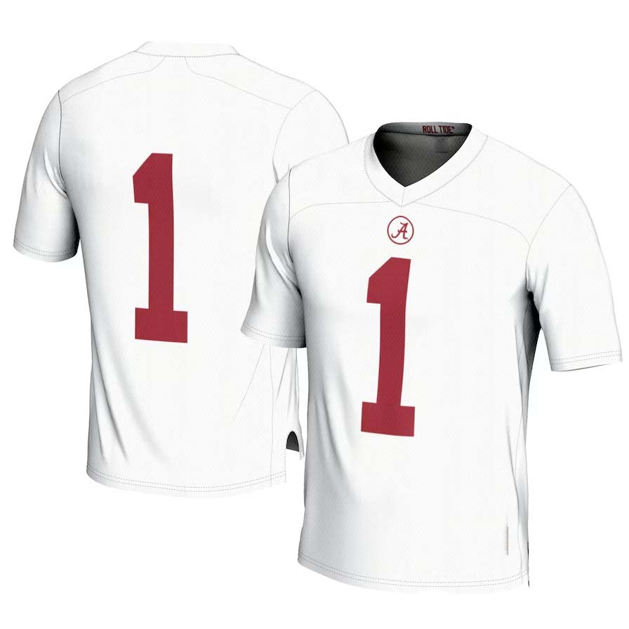 #1 A.Crimson Tide GameDay Greats Football Jersey - White Stitched American College Jerseys - Main View