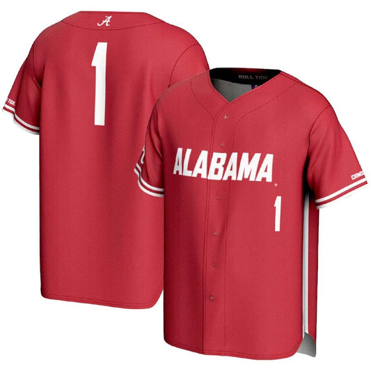 #1 A.Crimson Tide GameDay Greats Lightweight Baseball Fashion Jersey - Crimson Stitched American College Jerseys - Main View