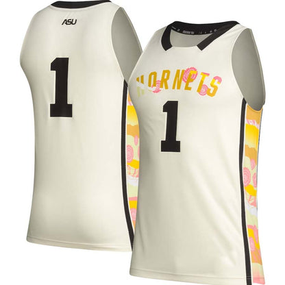 #1 A.State Hornets Honoring Black Excellence Basketball Jersey - Khaki Stitched American College Jerseys - Main View