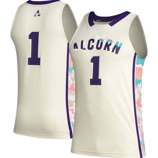 #1 A.State Braves Honoring Black Excellence Basketball Jersey - Khaki American College Jerseys - Main View