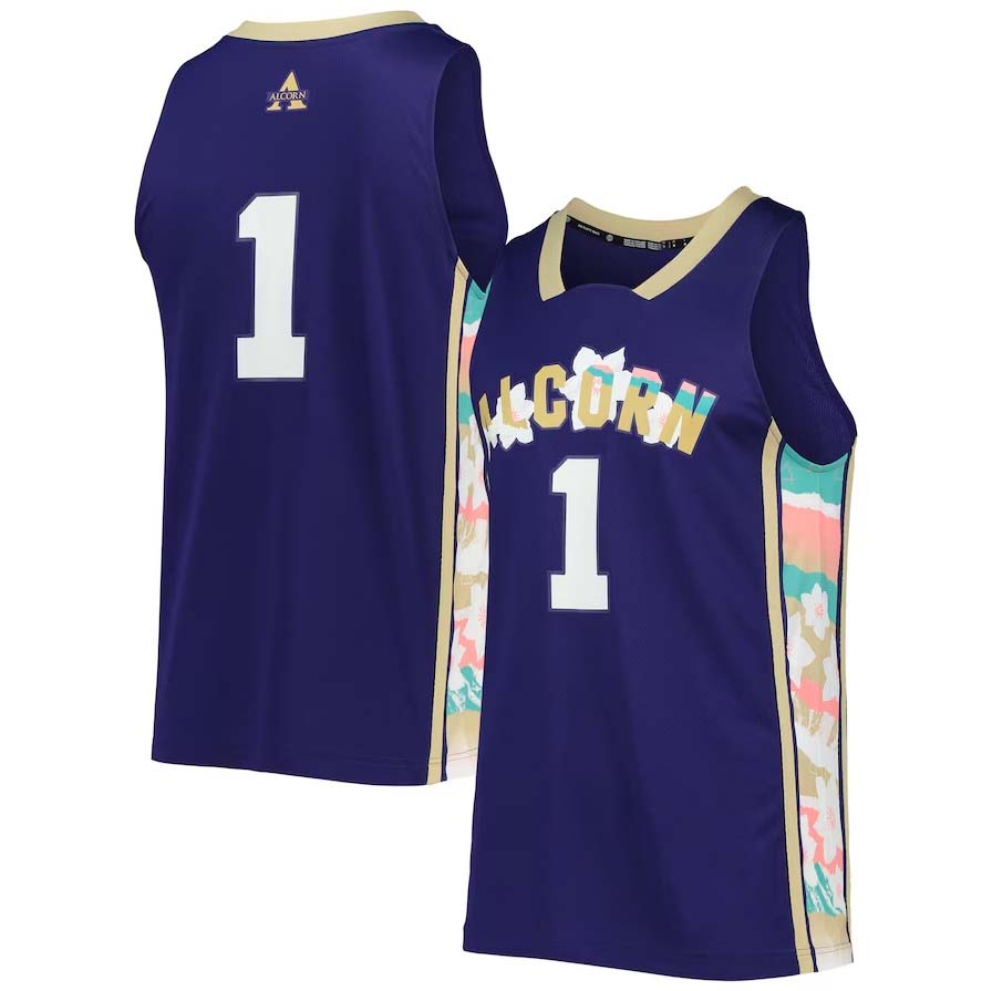 #1 A.State Braves Honoring Black Excellence Replica Basketball Jersey - Purple American College Jerseys - Main View