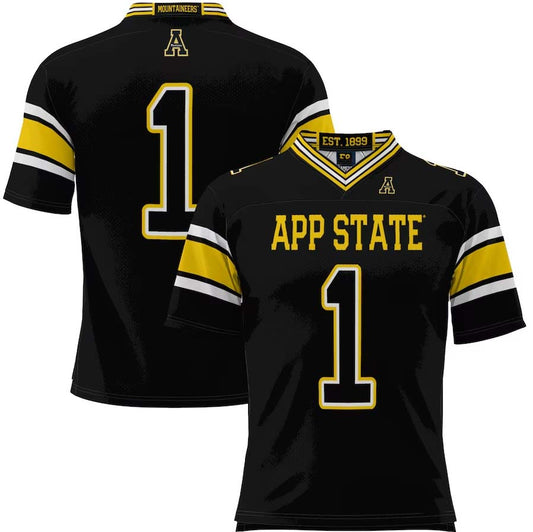 #1 A.State Mountaineers GameDay Greats Endzone Football Jersey - Black Stitched American College Jerseys - Main View