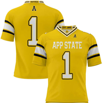 #1 A.State Mountaineers GameDay Greats Endzone Football Jersey - Gold Stitched American College Jerseys - Main View
