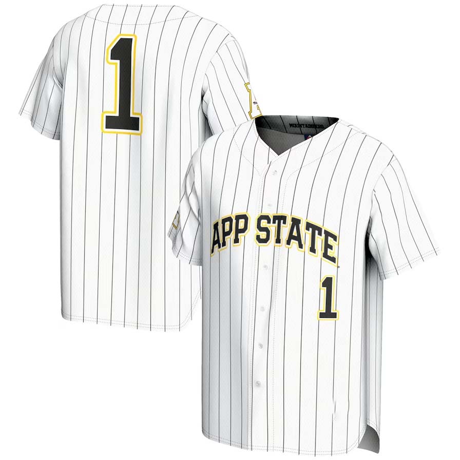 #1 A.State Mountaineers GameDay Greats Lightweight Baseball Jersey - White Stitched American College Jerseys - Main View