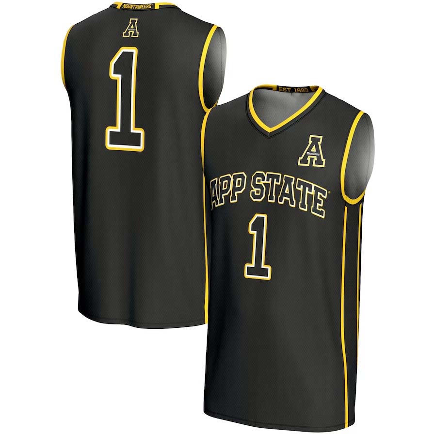 #1 A.State Mountaineers GameDay Greats Lightweight Basketball Jersey - Black Stitched American College Jerseys - Main View
