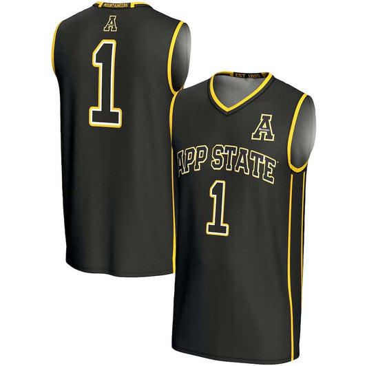 #1 A.State Mountaineers GameDay Greats Lightweight Basketball Jersey - Black Stitched American College Jerseys - Main View