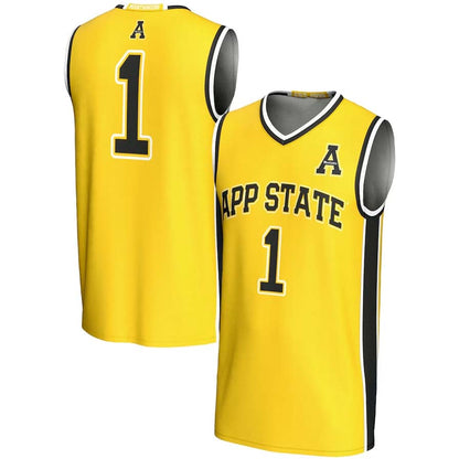 #1 A.State Mountaineers GameDay Greats Lightweight Basketball Jersey - Gold Stitched American College Jerseys - Main View