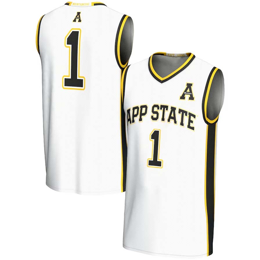 #1 A.State Mountaineers GameDay Greats Unisex Lightweight Basketball Jersey - White Stitched American College Jerseys - Main View