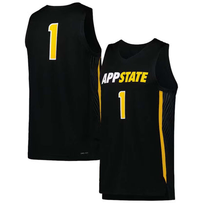 #1 A.State Mountaineers Replica Basketball Jersey - Black Stitched American College Jerseys - Main View