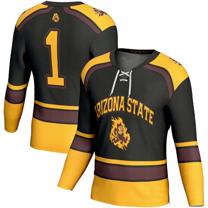 #1 A.State Sun Devils GameDay Greats Ice Hockey Fashion Jersey - Black Stitched American College Jerseys - Main View