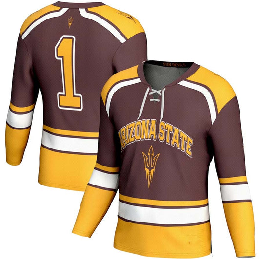 #1 A.State Sun Devils GameDay Greats Ice Hockey Fashion Jersey - Maroon Stitched American College Jerseys - Main View