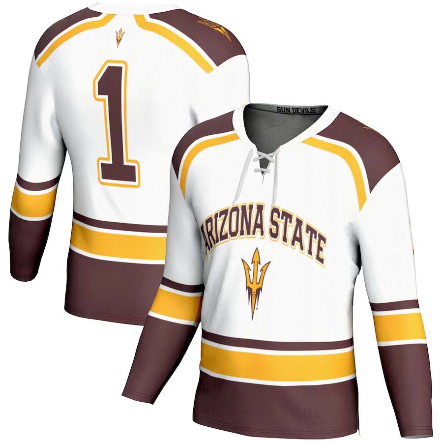 #1 A.State Sun Devils GameDay Greats Ice Hockey Fashion Jersey - White Stitched American College Jerseys - Main View