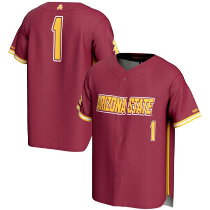 #1 A.State Sun Devils GameDay Greats Lightweight Baseball Jersey - Maroon Stitched American College Jerseys - Main View