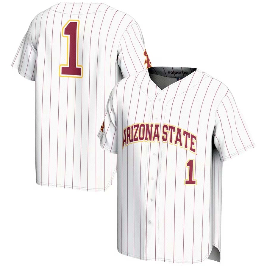 #1 A.State Sun Devils GameDay Greats Lightweight Baseball Jersey - White Stitched American College Jerseys - Main View