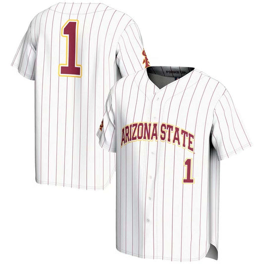 #1 A.State Sun Devils GameDay Greats Lightweight Baseball Jersey - White Stitched American College Jerseys - Main View