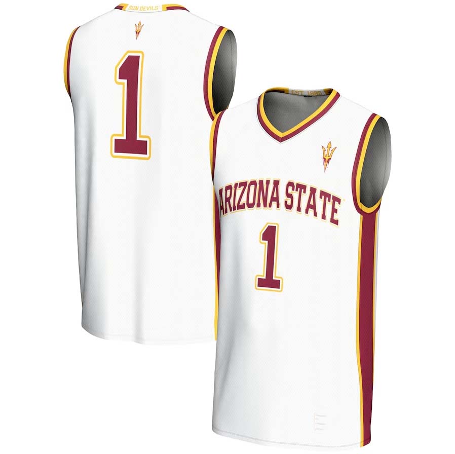 #1 A.State Sun Devils GameDay Greats Lightweight Basketball Jersey - White Stitched American College Jerseys - Main View