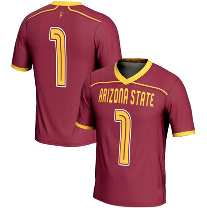 #1 A.State Sun Devils GameDay Greats Lightweight Lacrosse Jersey - Maroon Stitched American College Jerseys - Main View
