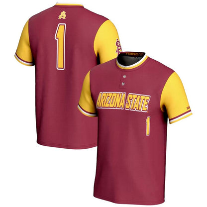 #1 A.State Sun Devils GameDay Greats Lightweight Softball Jersey - Maroon Stitched American College Jerseys - Main View