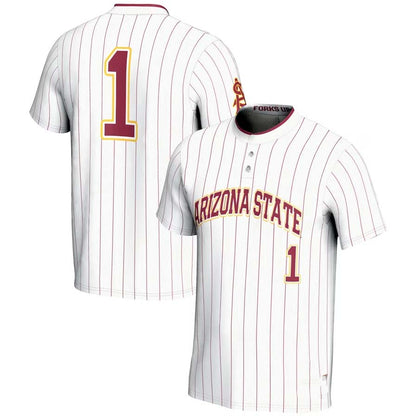 #1 A.State Sun Devils GameDay Greats Lightweight Softball Jersey - White Stitched American College Jerseys - Main View