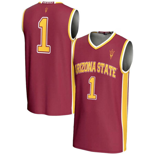 #1 A.State Sun Devils GameDay Greats Unisex Lightweight Basketball Jersey - Maroon Stitched American College Jerseys - Main View