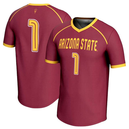 #1 A.State Sun Devils GameDay Greats Unisex Lightweight Lacrosse Jersey - Maroon Stitched American College Jerseys - Main View