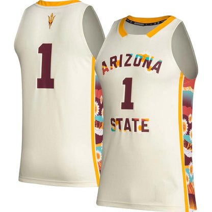 #1 A.State Sun Devils Honoring Black Excellence Basketball Jersey - Khaki Stitched American College Jerseys - Main View