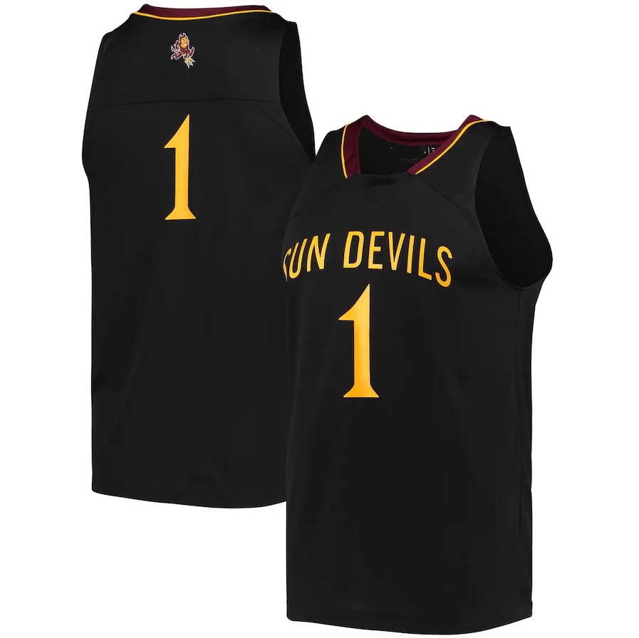 #1 A.State Sun Devils Reverse Retro Jersey - Black Stitched American College Jerseys - Main View