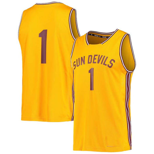 #1 A.State Sun Devils Reverse Retro Jersey - Gold Stitched American College Jerseys - Main View