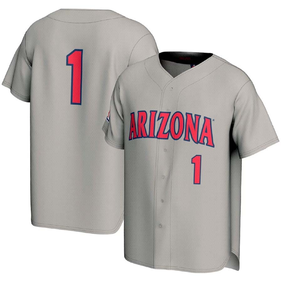 #1 A.Wildcats GameDay Greats Lightweight Baseball Fashion Jersey - Gray Stitched American College Jerseys - Main View