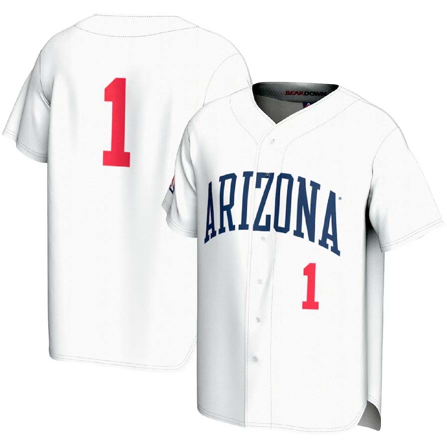 #1 A.Wildcats GameDay Greats Lightweight Baseball Fashion Jersey - White Stitched American College Jerseys - Main View