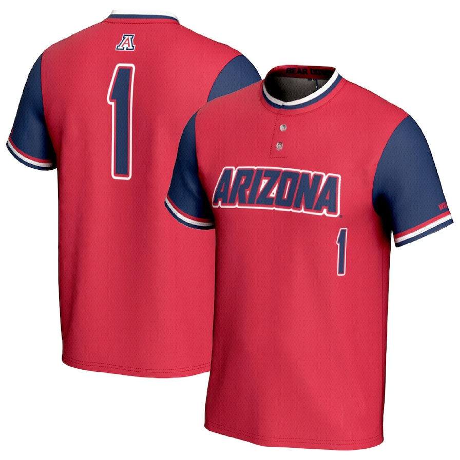 #1 A.Wildcats GameDay Greats Unisex Lightweight Softball Fashion Jersey - Red/Navy Stitched American College Jerseys - Main View
