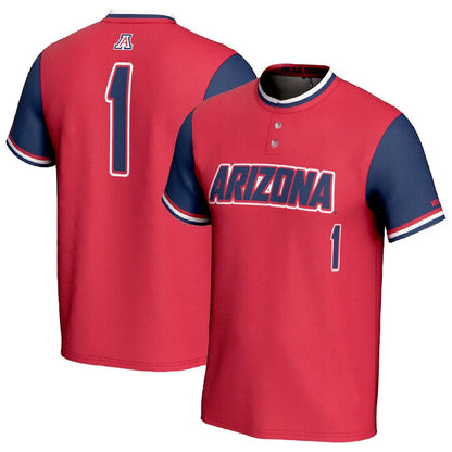#1 A.Wildcats GameDay Greats Unisex Lightweight Softball Fashion Jersey - Red/Navy Stitched American College Jerseys - Main View